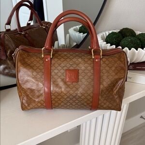 Celine Brown Boston Leather Duffel Bag